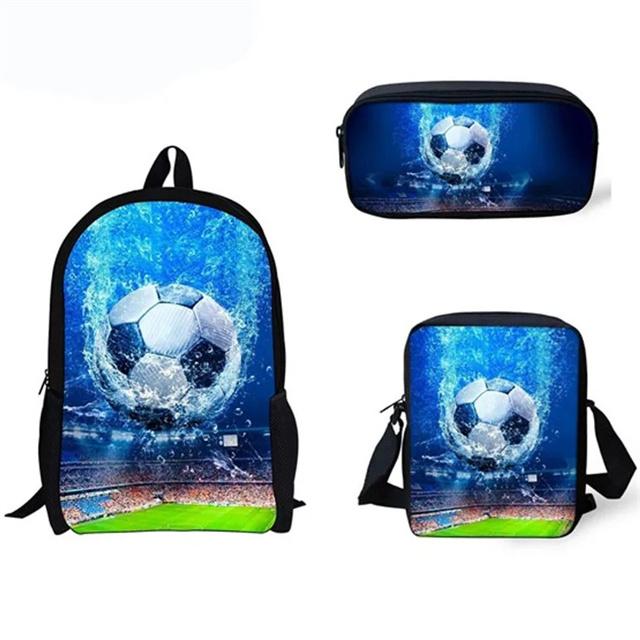 3pcs/set Soccer Backpack Bag Cartoon Football Pattern School Bags Boys Student Large Capacity Children Backpack Mochila Feminina