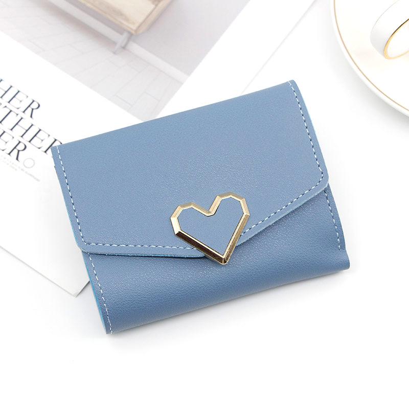 Heart-Shaped Tri-Fold Metal Wallet - Elegant & Versatile Women's Accessory