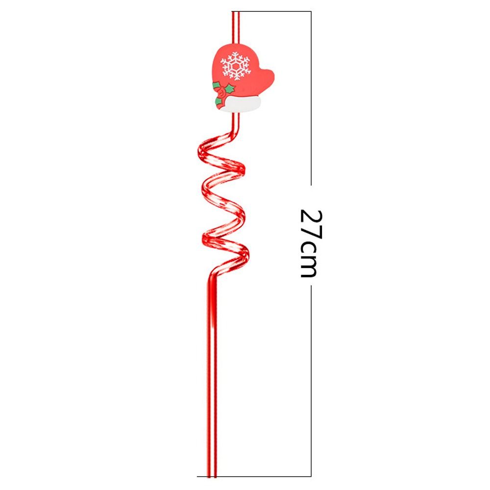 Spiral Christmas Plastic Straw Food Grade Christmas Party Decor Christmas Cartoon Straw  Children