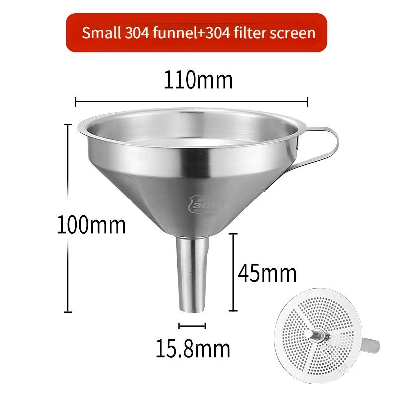 

Funil Inoxidável Com Filtro Destacável Funil Do Metal Boca Larga Ferramentas Cozinha Óleo Líquido Воронка из нержавеющей стали Küche Cucina