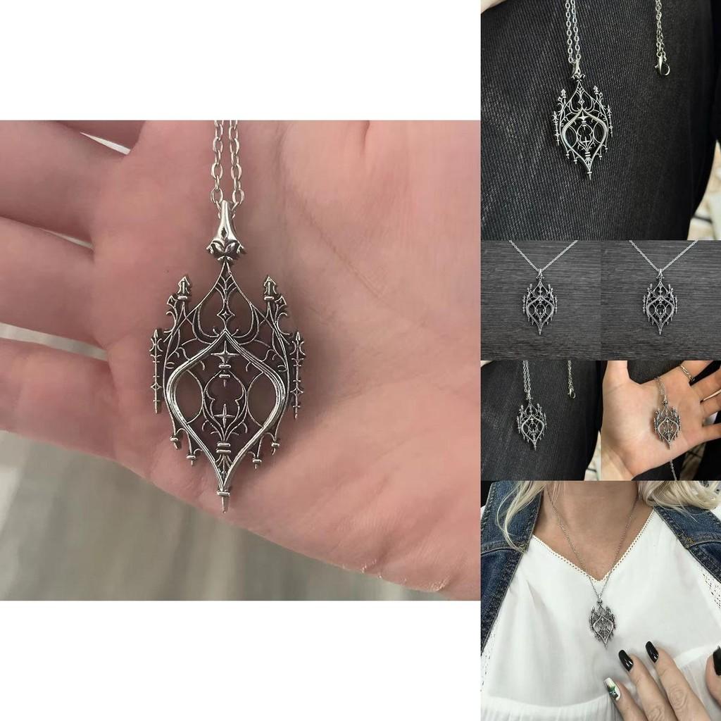 Vintage Punk Castle Pendant Necklace Alloy Drop Shape With Link Chain For Festival Gift
