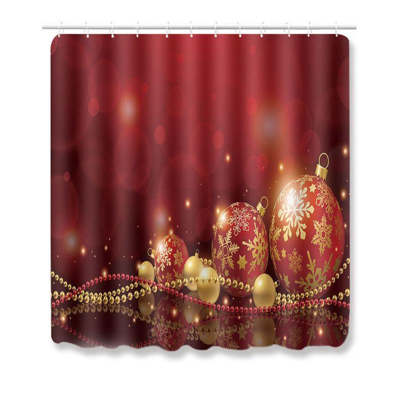 4pcs Shower Christmas Curtain Toilet Cushion Set Cover Mat Pad Rug Xmas Bathroom