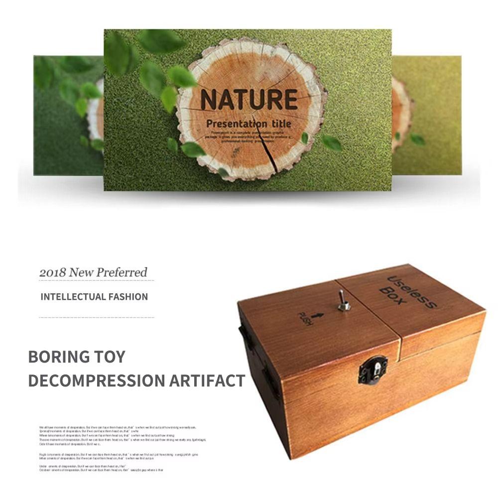 Leave Me Alone Electronic Useless Box Wood Color Wooden Useless Box Novelty Useless Box Kids Toy