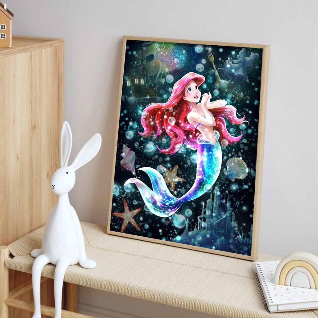 5D DIY Diamond Art Painting Kits for Adults, The Beautiful Mermaid Full Round Crystal Diamond Kits for Beginner for Home Wall Decorate