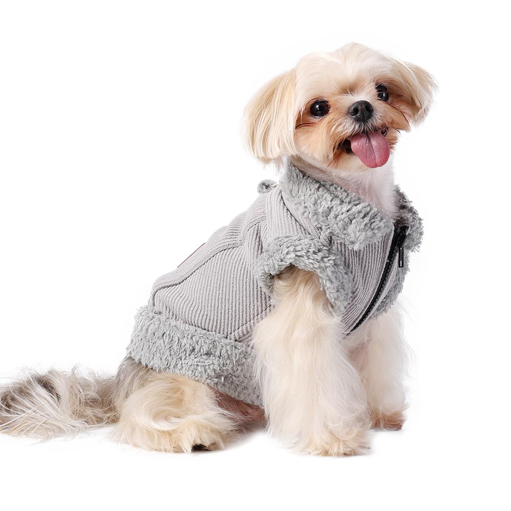 Warm Dog Clothes Autumn Winter Pet Jacket Coat Pink Grey Soft Vest Costume with D-ring Schnauzer Yorkshire Costume for Small Medium Dogs