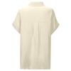 Womens Summer Fashion Color Lapel Casual Button Pocket Short Sleeved Shirt Top