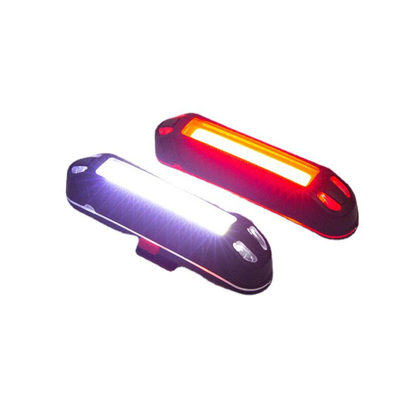 USB Rechargeable Bicycle Tail Light - Three-Color Flashing COB Brightness for Cycling Safety