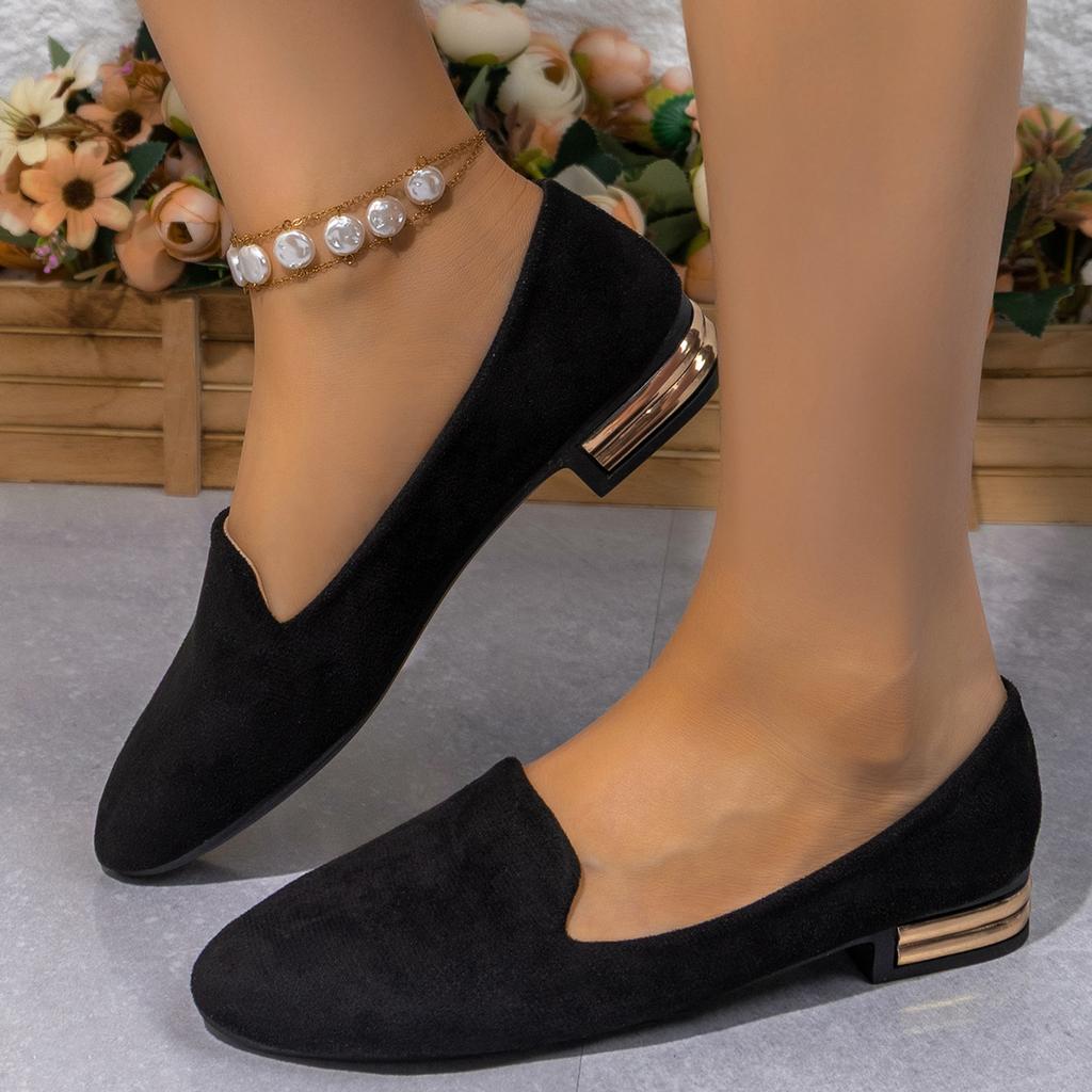 2025 Spring and Autumn New Solid Color Low Heel Suede Women's Light Mouth Casual Shoes Middle-aged Mom Shoes Large Size Women