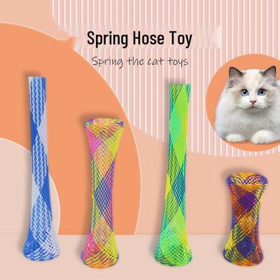 Interactive Colorful Elastic Cat Spring Toy