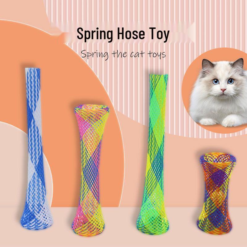 Interactive Colorful Elastic Cat Spring Toy