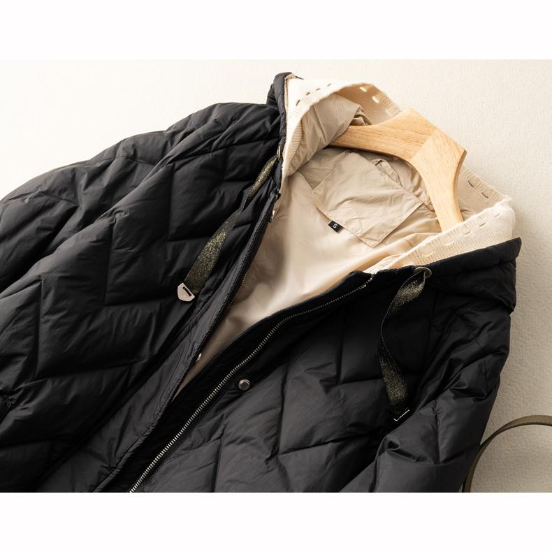 Loose Warm Fashion Jacket Women's Winter Knitted Wool Hooded Down Jacket