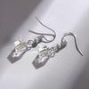 Iridescent AB Aurora Borealis Square Faceted Crystal Charm Drop Earrings Silver Wire Hook Dainty Casual Ladies Accessories
