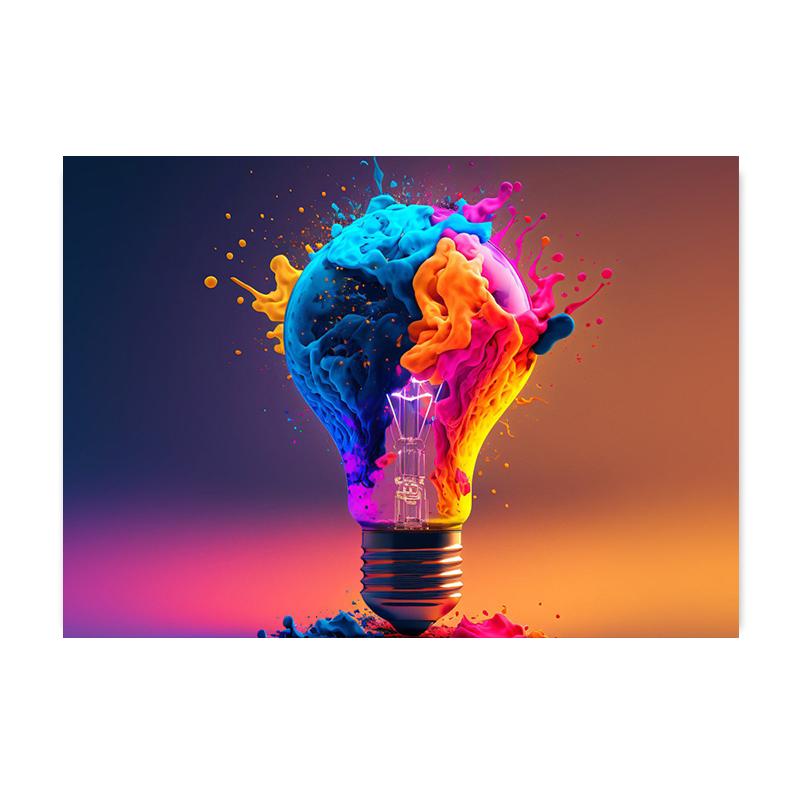 Colorful Light Bulb Posters Prints Explosive Lights Canvas Paintings Colored Scattering Lights Wall Art Pictures for Home Decor