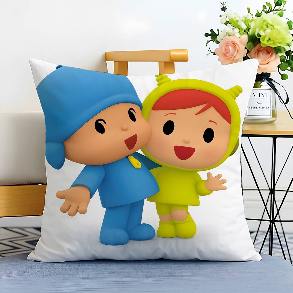 Față de pernă drăguță P-Pocoyo-MT Desen animat Imprimată Fleece pieptănată Pernă Atingere piele de bebeluș Vopsea eco-friendly Sublimată