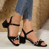 Thick Heeled Sandals for Women High Heels Shoes Woman 2025 Trend Round Toe Design Summer Women's Heel Sandals Size 35-42