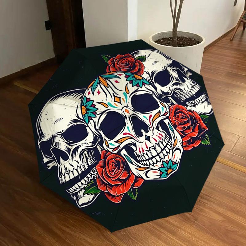 

1pc Skull Roses Design Automatic Open/Close Umbrella, Formal Events - Ideal Gift for Family or Friends, Outdoor Accessory yy251211253