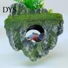 Safe PVC Resin Ornament Floating Rock Aquarium Decoration, Realistic Moss with Shrimp Resting Shelter Cave, Fish Tank Hideout for Betta Guppy
