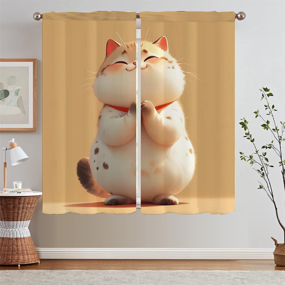 Prayer Cat Curtains Ready Curtains Cheap Things With Free Shipping for Home Curtain Living Room Decoration Curls Blackout Blind