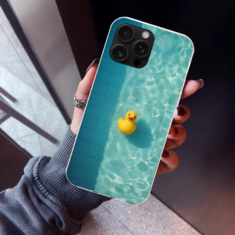 Rubber Ducks Swimming Pool Phone Case For iPhone 17 Air 16 15 Pro Max 14 Plus 13 Mini 12 11 Cover 7 8 SE Silicone Shell Print Fu