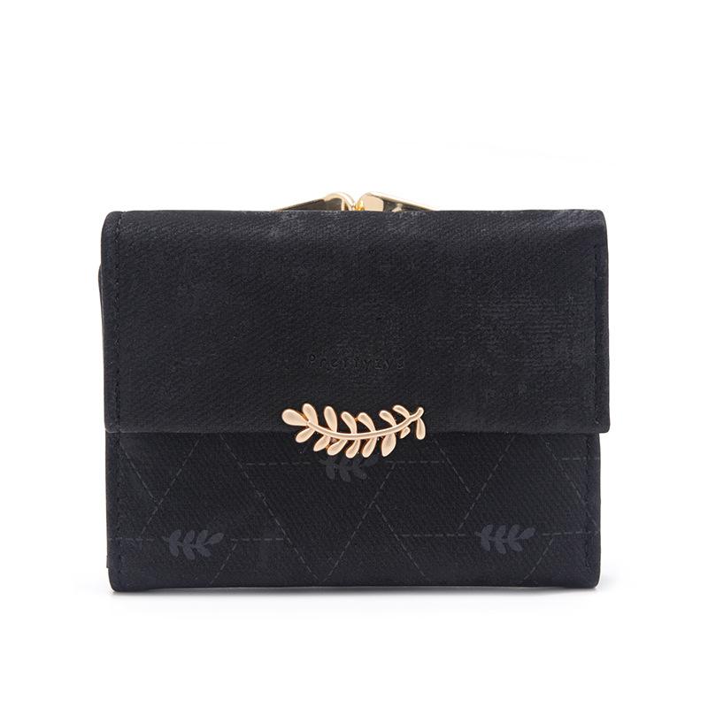 PU Hardware Leaf Buckle  Bag with Multiple Card Slots Coins Women's Coin Purse