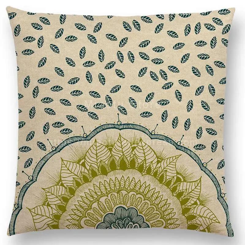 Schönes Blatt-Blumenmuster Mandala Kissenbezug Jahresringe Wunderschöne Blumen Drucke Sofakissenbezug Heimdekoration Dekorativ