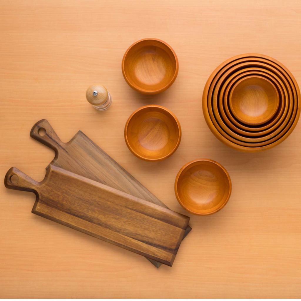 Swanson Trading Wooden Salad Light Diameter 23cm x Height Soft Salad Bowl Co., Ltd. Bowl, 2L, Brown, 10.5cm, Curve, SL-225B
