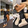 High-end leather real hair snow boots for women, winter casual versatile thick-soled velvet thermal cigarette boots