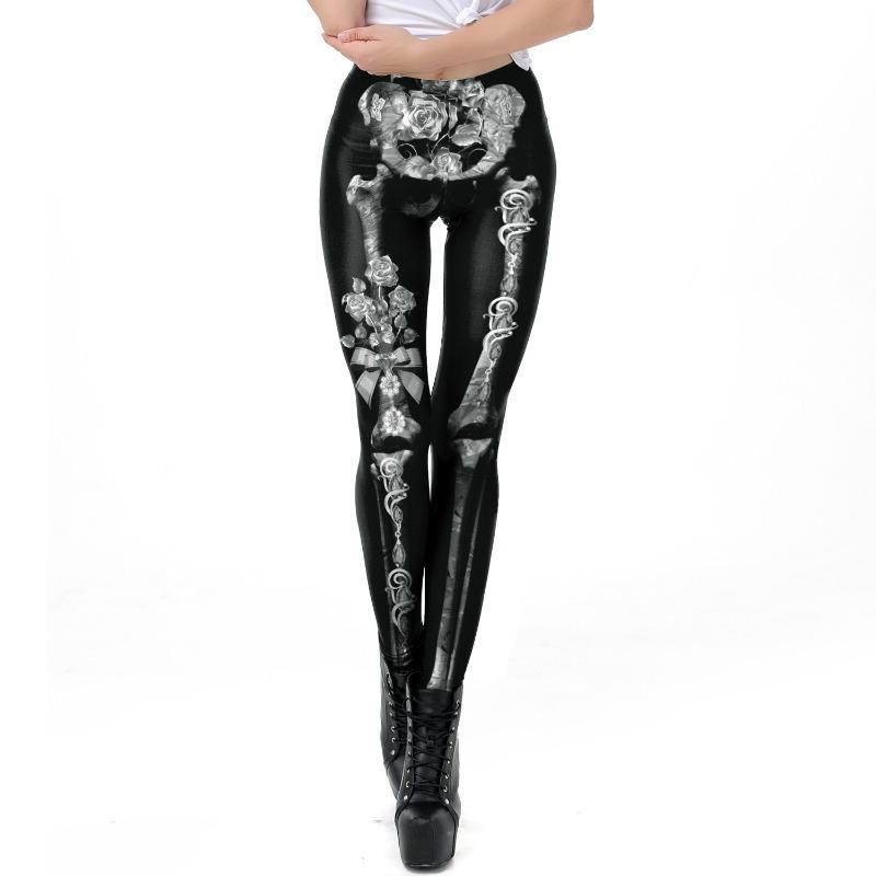 Halloween Pants Fashion Printed Stretch Leggings Pumpkin Head Skull Rack Digital Printed Small Foot Leggings