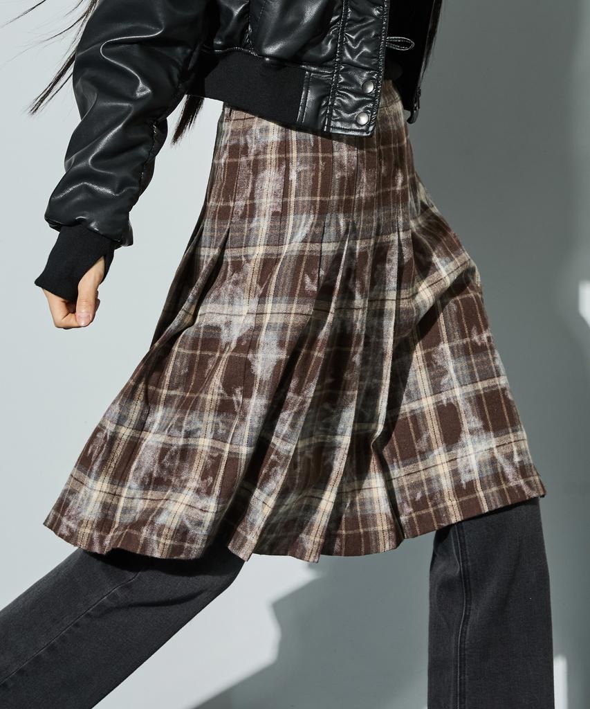 Burkeru Women'S Check Layered Skirt Brown