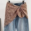 Imitation Silk Women's Silk Scarf Cashew Floral Ruched Skirts Triangle Scarf Belt  Jeans Decoration