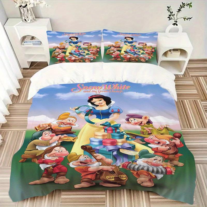 3pcs Snow White and the Dwarfs At the Carnival Printed Bedding Set, Soft and Comfortable Quilt Cover for Bedroom, Guest Room S089