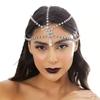 1Pcs Women Hair Accessories Vintage Hollow Mesh Tassel Cap Headpiece Bohemian Rhinestone Head Chain Hat Dance Perform Jewelry