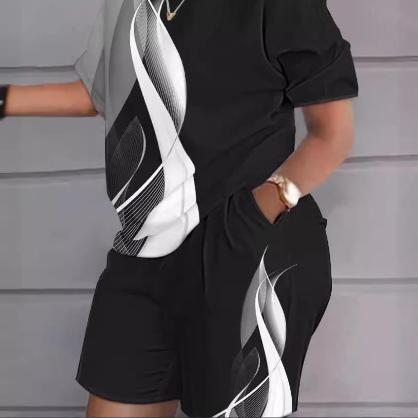 Neues Damen Hip-Hop Style Street Trend Übergröße Print Lässiges Mode Set