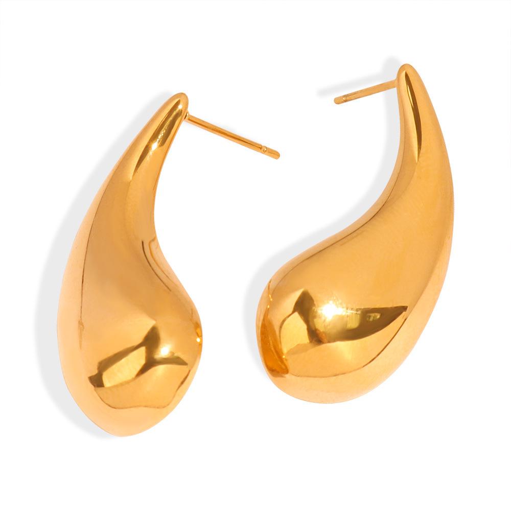 Shiny Geometric Titanium Steel Comma Earrings - European & American Fashion, Light Luxury INS Style for Women