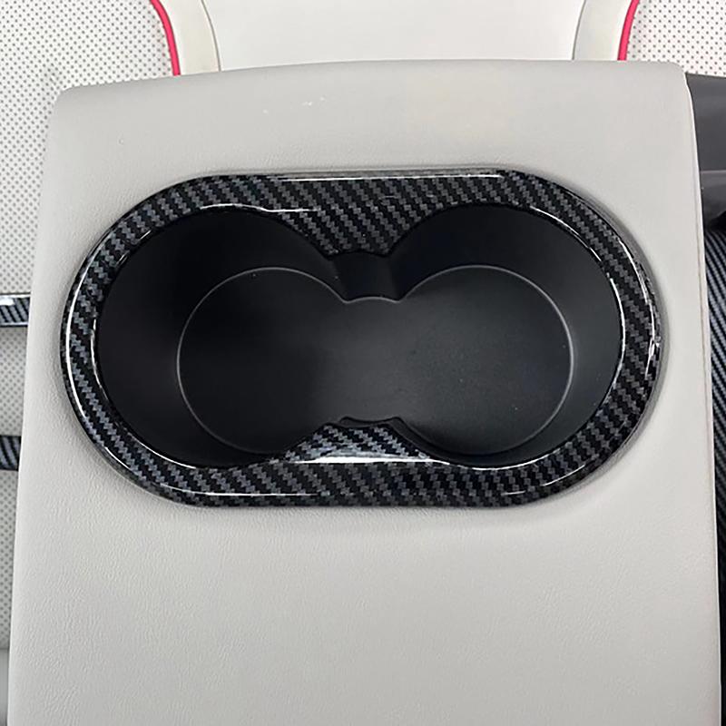 Car Styling Rear Water Cup Holder Frame Decoration Cover Trim For BYD Qin PLUS  Carbon Fiber Color Interior Accessories