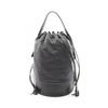 Used Drawstring Fringe 2-Way Shoulder Bag Leather Black Used Women