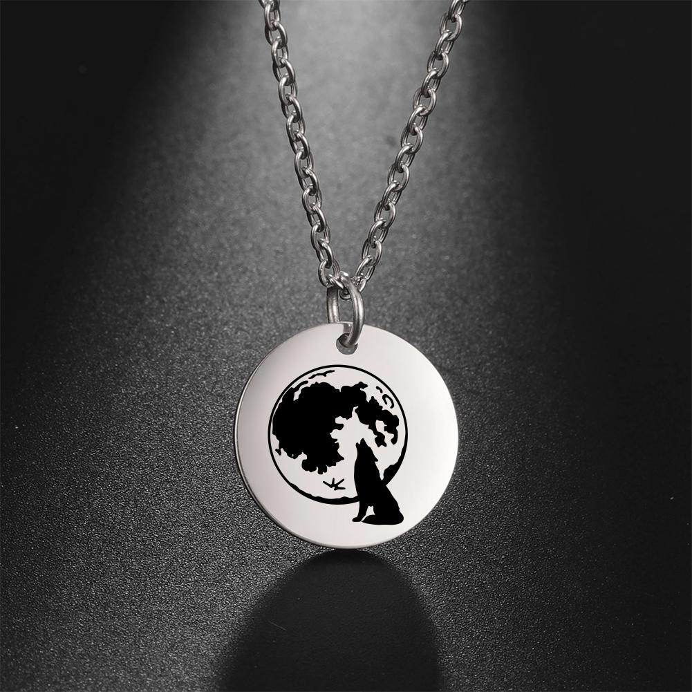 My Shape Wolf Necklace for Women Girls Animal Moon Silver Color Stainless Steel Necklaces Choker Link Chain Fashion Jewelry Gift