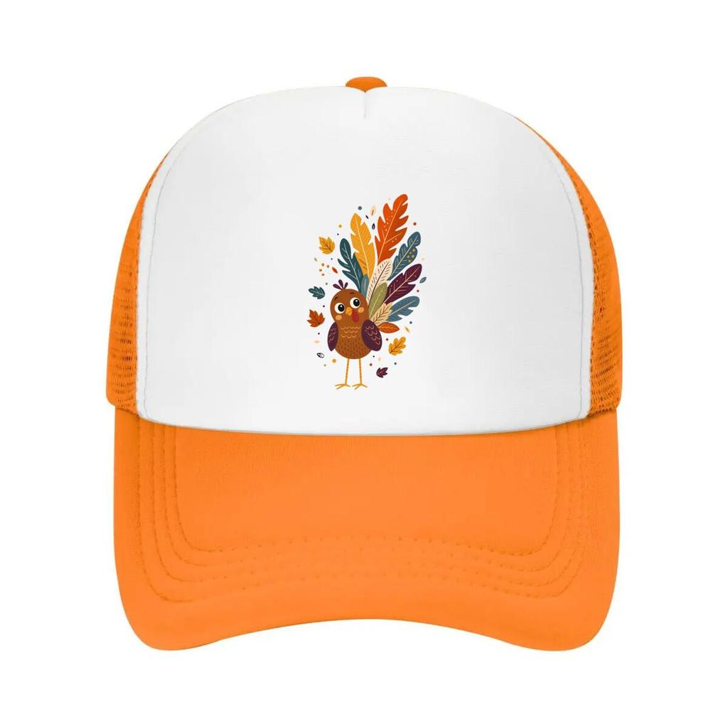 Whimsical Thanksgiving Bird Feather Mesh Baseball Cap Casual Hat Outdoor For Womens Unisex FeUnisex
