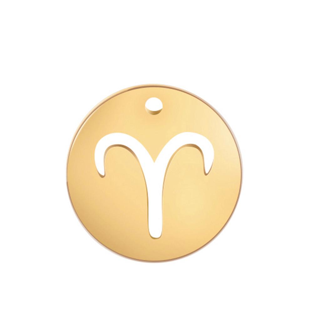 Teamer 12pcs/lot Zodiac Signs Charms Jewelry Making Stainless Steel Gold Color 12 Constellation Taurus Pendants Birthday Gifts