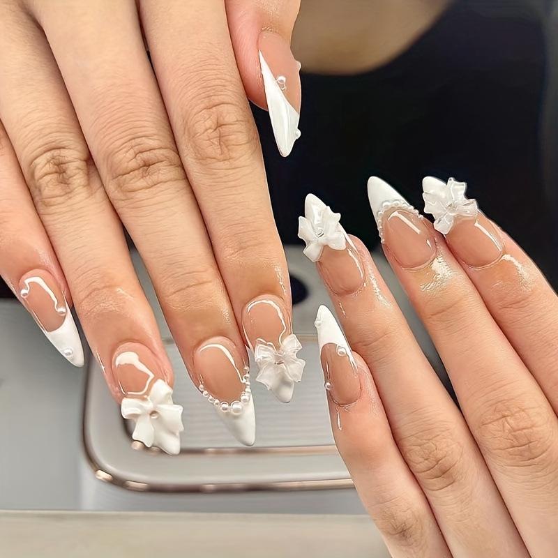 High-End French Almond Press-On Nails - Medium-Long, Stylish & Elegant