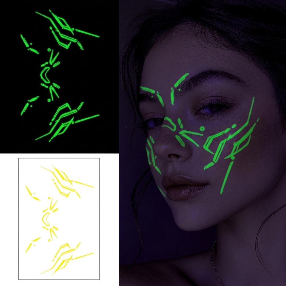 Waterproof Halloween Luminous Face Tattoo Stickers Party Cosplay Temporary Tattoos Men Women