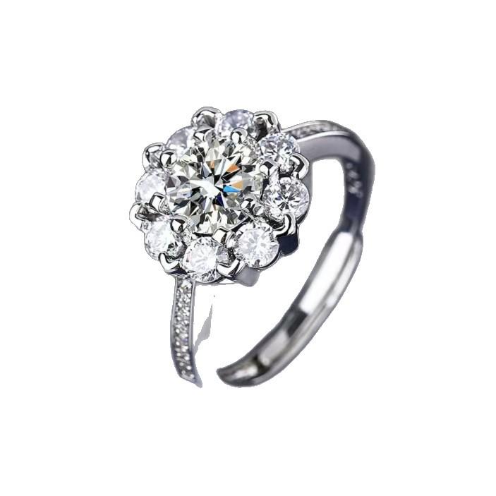 Korean-style new sunflower micro-inlaid full-diamond women's ring with adjustable design3Moissanite of the same style