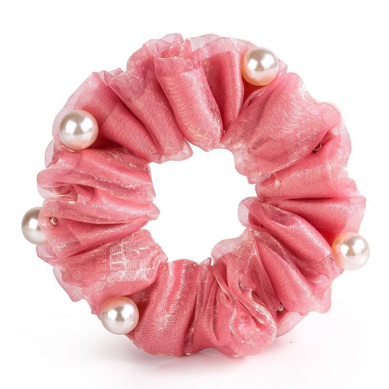 Elegant Pearl Flower Scrunchies Women Girls Elastic Hair Rubber Bands Accessories Tie Hair Ring Rope Ponytail Holder Headdress