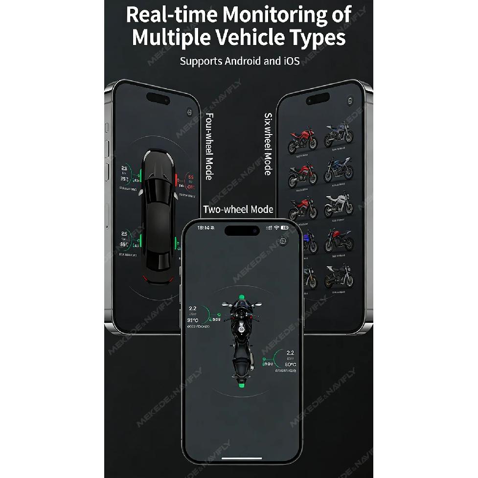 Auto TPMS BT 5.4 Reifendrucküberwachungssystem Handyverbindung für LOS Android Motorrad LKW Auto Reifendrucksensor