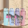 1PC Zebra Blowing Bubble Graphic 750ml Color Plastic Sports Water Bottle Leakproof Flip Straw Lid Suitable for Sports Office Home Use