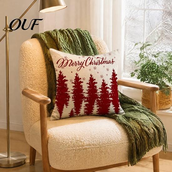 Clear Print Double Sided Cases Christmas Snowflake Cushion Cover, Holiday Throw Pillow Case, 18x18 Red And White Elk Cover Inch Decorative for
