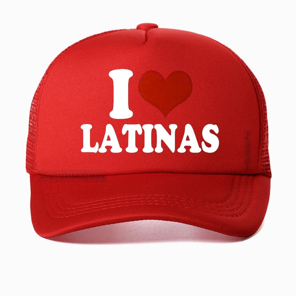 Funny Red Heart Love Latina I Love Latinas Baseball Cap Unisex Casual Fashion Harajuku Summer Style Hipster Snapback Hat Adjustable