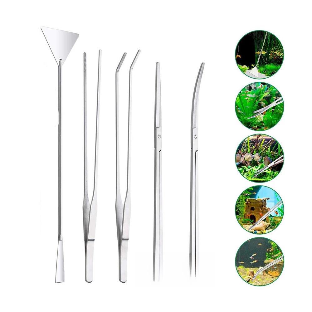 Stainless Steel Aquarium Landscaping Tools: Scissors, Algae Scraper, Tweezers, Wave Shears, Sand Leveler