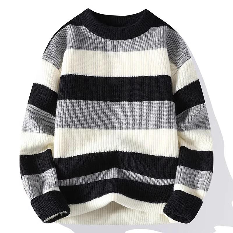 Autumn and Winter Men's Striped Sweater O-Neck Casual Knit Pullovers Long Sleeve Knitted Sweater Men Warm Y2K Knitwear Tops