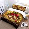 Golden Bells Merry Christmas Bedding Duvet Cover Set Duvet Cover Pillowcases  (1*Duvet Cover 2*Pillowcases, Without Duvet Insert)